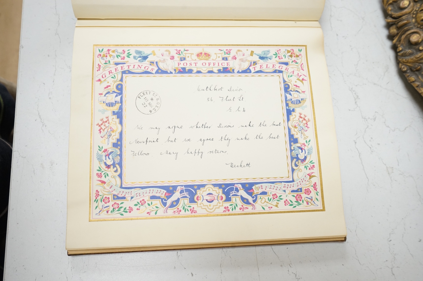 Attributed to Charles (Carlos) Sanchez (20th. C), oil on canvas, Portrait of Cuthbert Dixon (1887-1973), 60 x 48cm, ornate gilt frame, together with a accompanying scrapbook of various invitations and telegrams relating